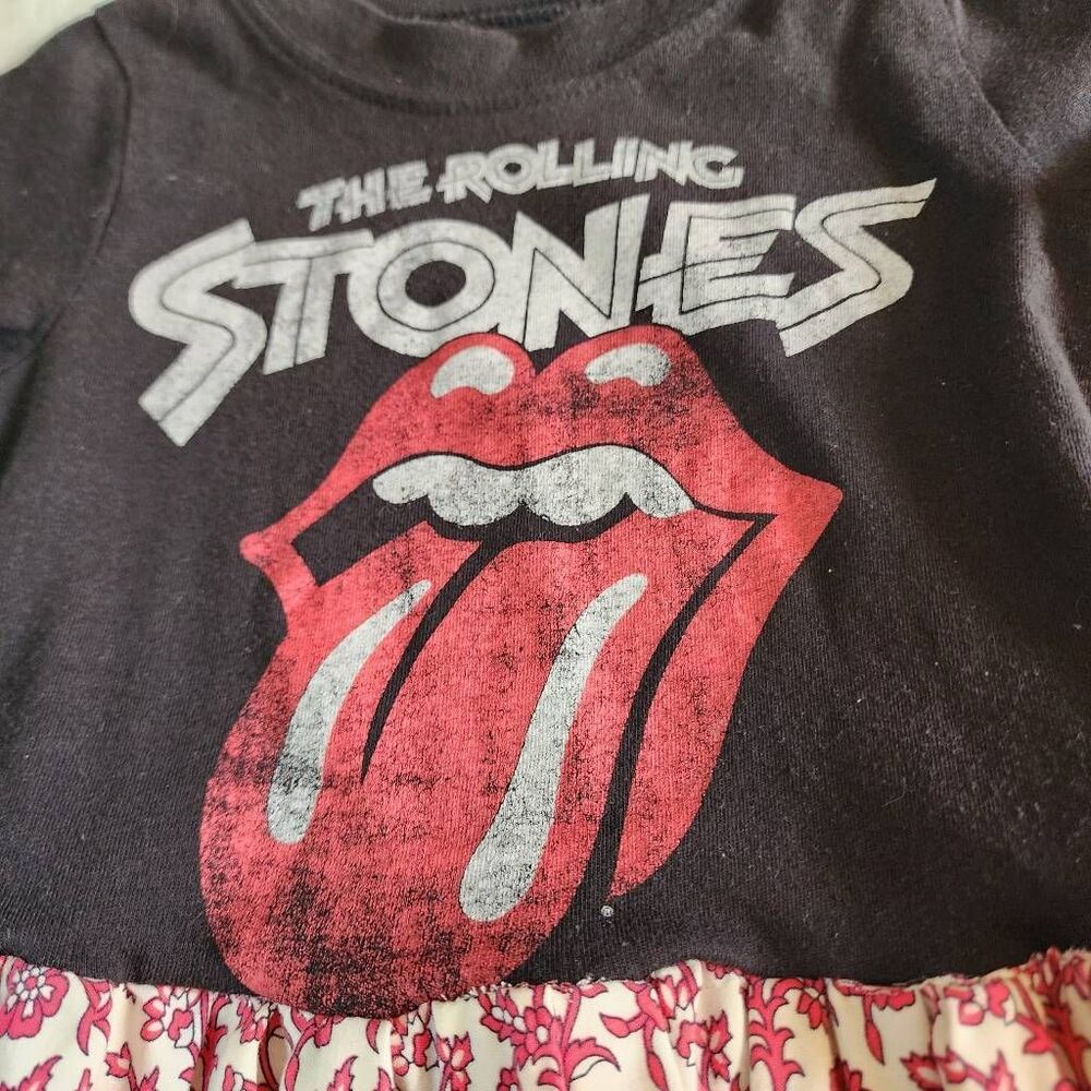 The Rolling Stones Graphic Tshirt Upcycled into a Dress Size 12 Months